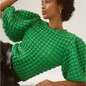 NWT Anthropologie Green Bubble Top